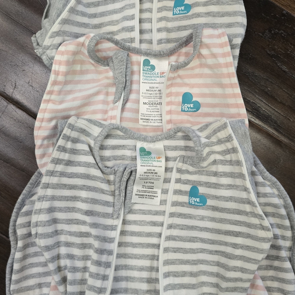 Love to Dream Sleep Sacks - Pink and Gray Stripes